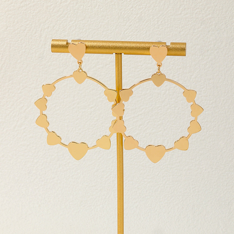 Vintage Inspired Metal Love Pendant Earrings in Internet Red Style