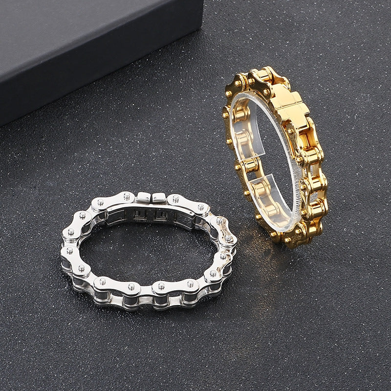 Planderful Mens Titanium Steel Bracelet Bicycle Woven