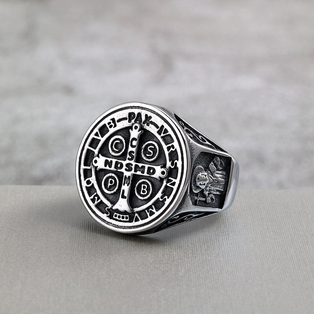 Vintage Cross Stainless Steel Men's Ring