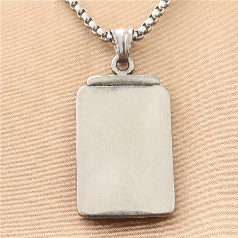 Personalized Titanium Steel Amitabha Pendant Necklace for Men - Retro Punk Trendy Design