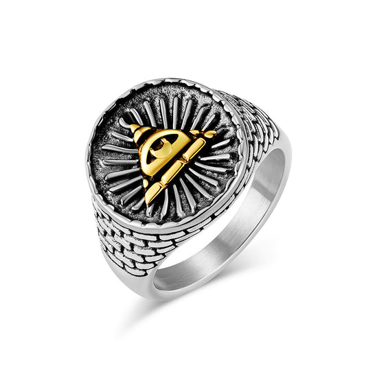 Cross-Border E-Commerce Retro Egyptian Pyramid Ring for Men