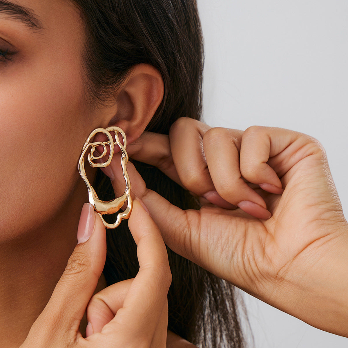 Planderful Vienna Verve C Shaped Geometric Earrings Exaggerated Irregular Statement Ear Jewelry for Women