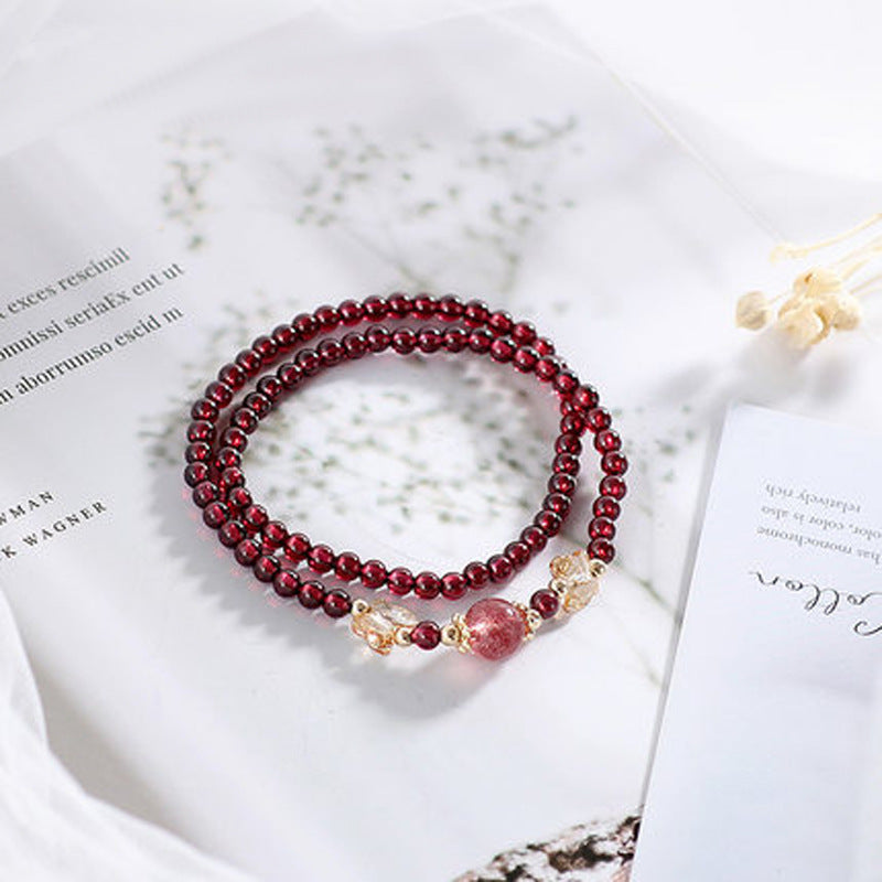 Garnet Crystal Double-Wrap Bracelet