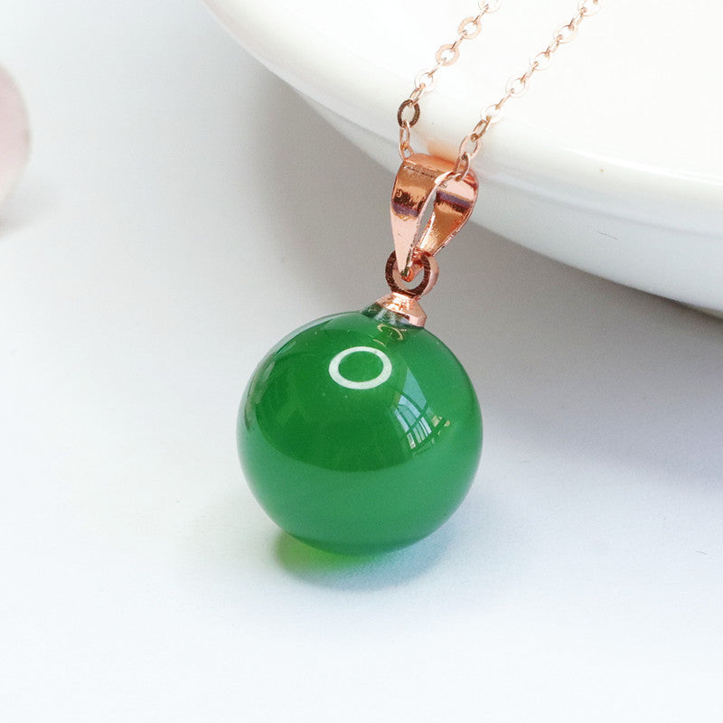 Rose Gold Necklace with Natural Ice Chalcedony Bead Pendant