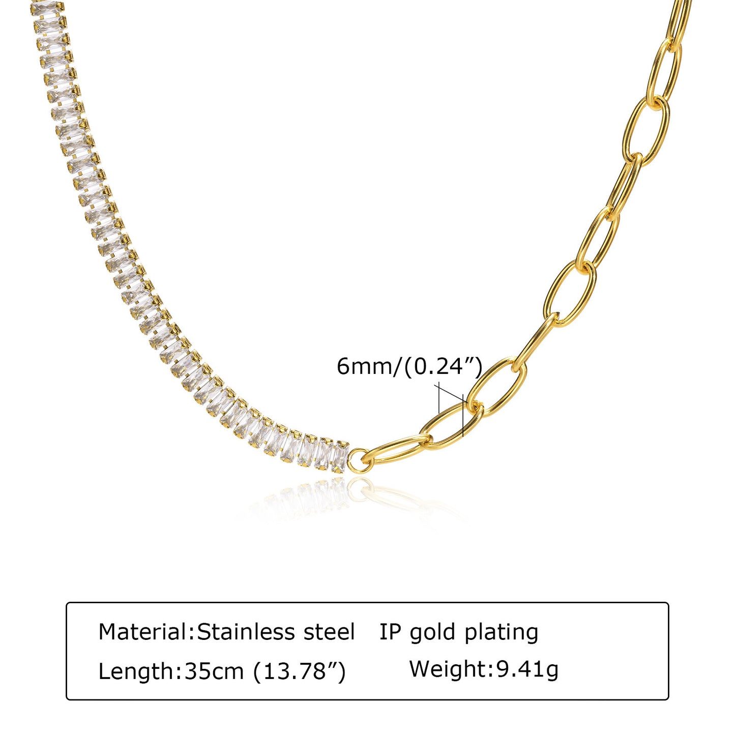 Splicing Necklace OT Buckle Stainless Steel 18K Gold Zircon Chain
