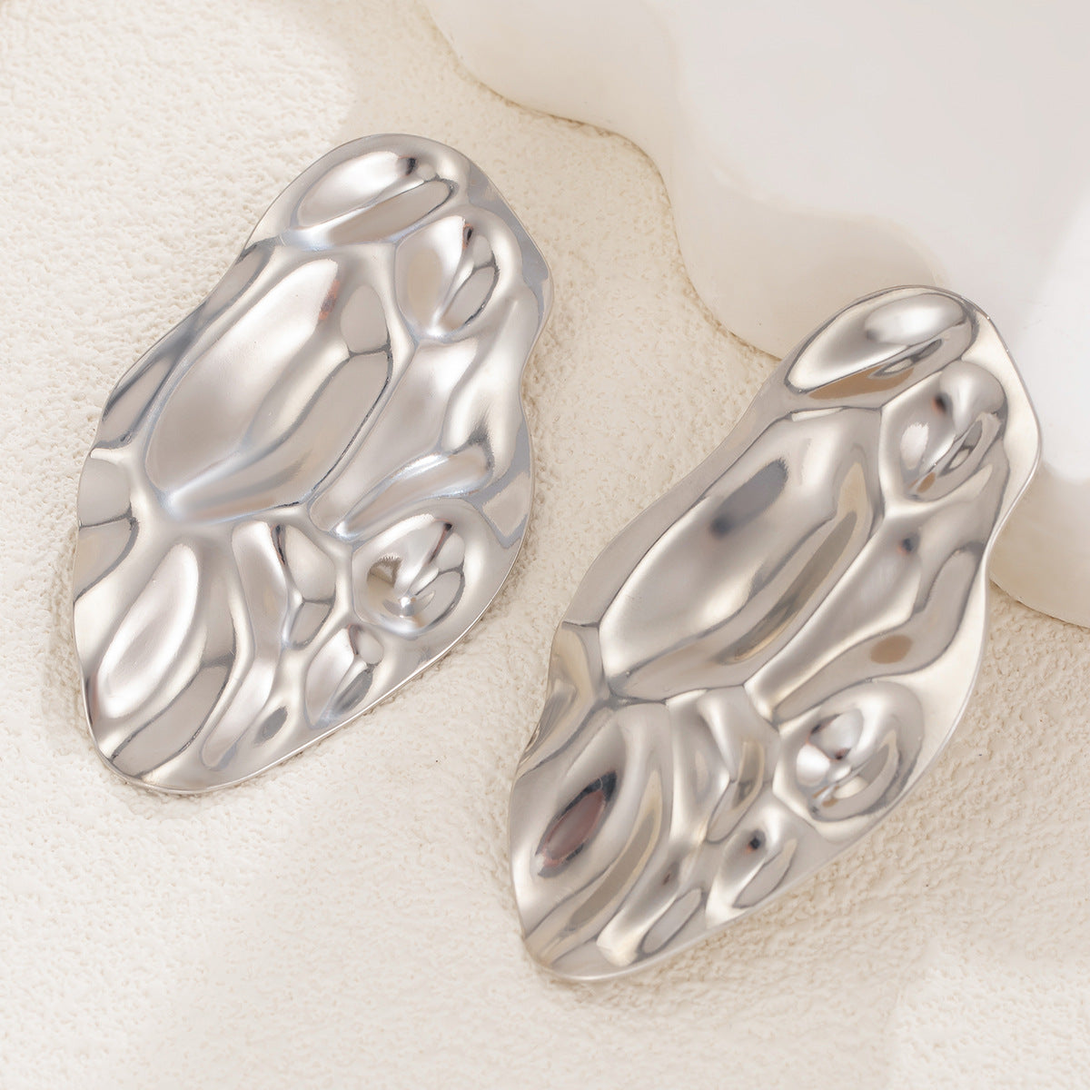 Planderful Vienna Verve Water Ripple Pleated Metal Stud Earrings For Modern Women