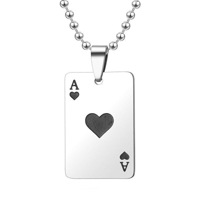 Magician Spade Pendant Titanium Steel Unisex Necklace by Planderful Retro Protection Statement