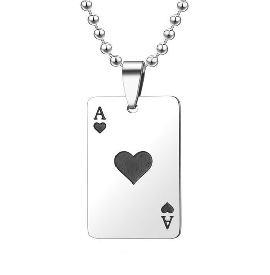 Magician Spade Pendant Titanium Steel Unisex Necklace by Planderful Retro Protection Statement