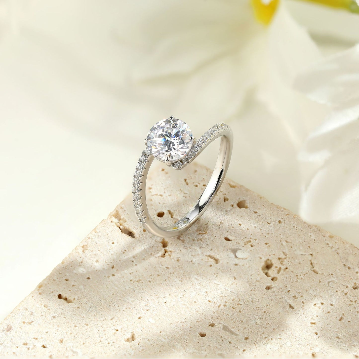 Planderful Sterling Silver Zircon Ring Set 7x7mm European American Style Elegant Gift for Her