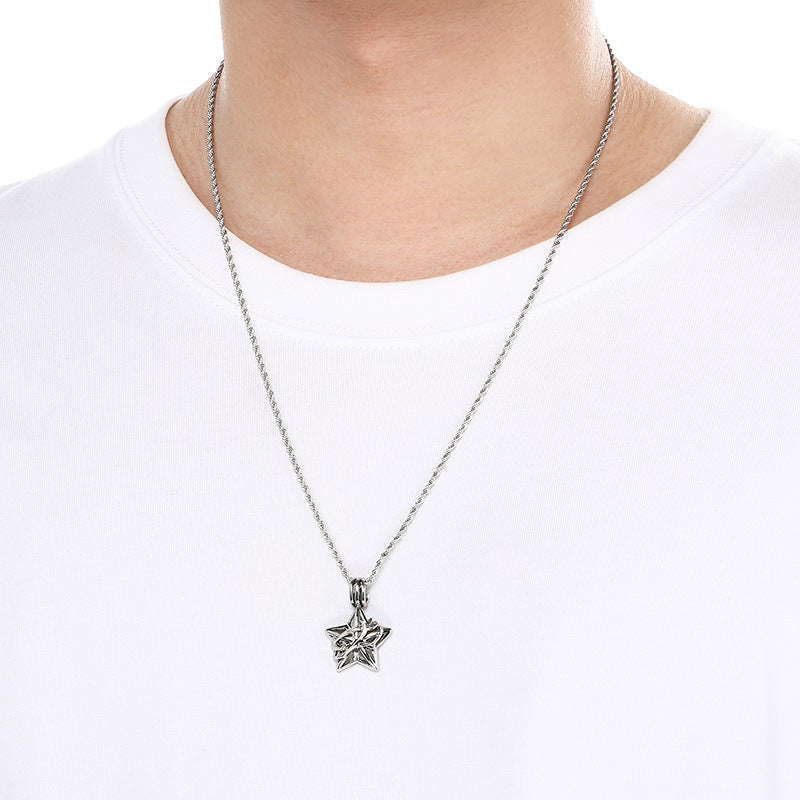 Planderful Vintage Cross Flower Mens Pendant Black Zircon