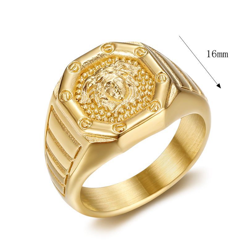 Planderful Everyday Genie Hip Hop Inspired Greek Mythology Mens Ring Titanium Steel Gold Plated