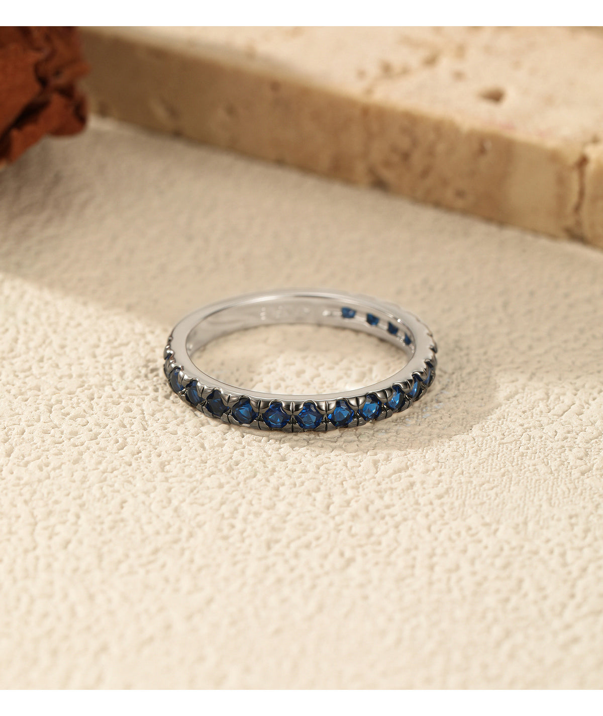 925 Sterling Silver Blue Pavé Zircon Ring