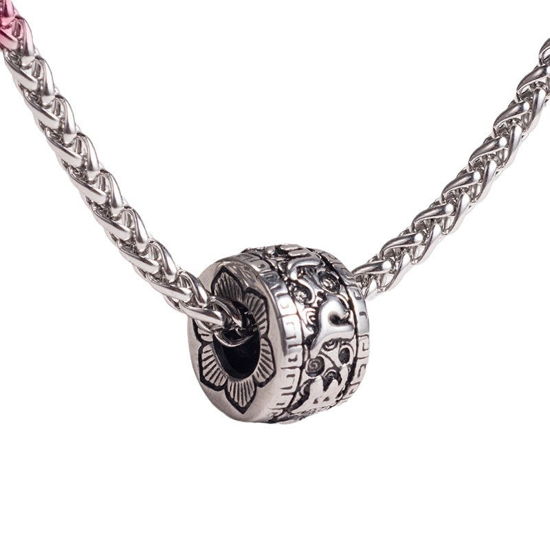 Planderful Jewelry Everyday Genie Stainless Steel Necklace Mens With Mantra Beads Pendant