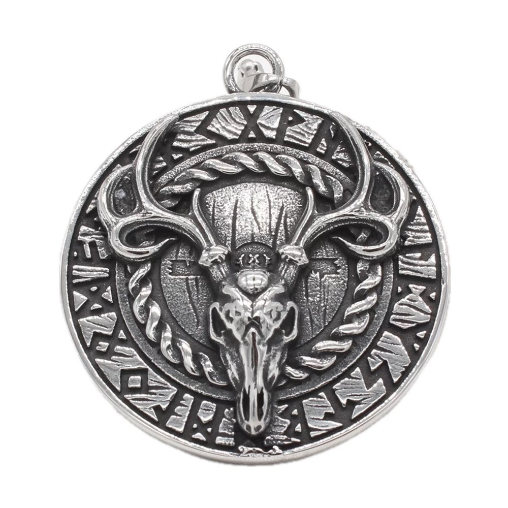 Planderful Everyday Genie – European and American Retro Christmas Deer Head Men's Titanium Steel Pendant Necklace