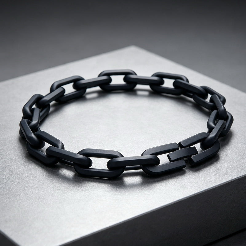 Punk Trimmed O-Chain 8mm Plain Chain Stainless Steel Men's Bracelet