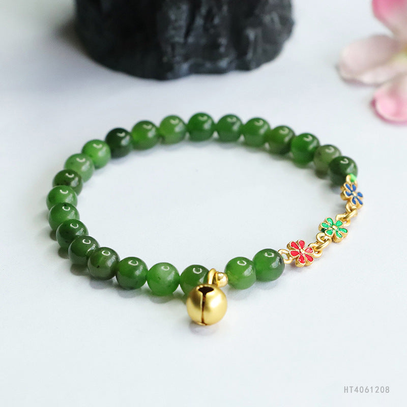 Hetian Jasper Bellflower Wreath Bracelet