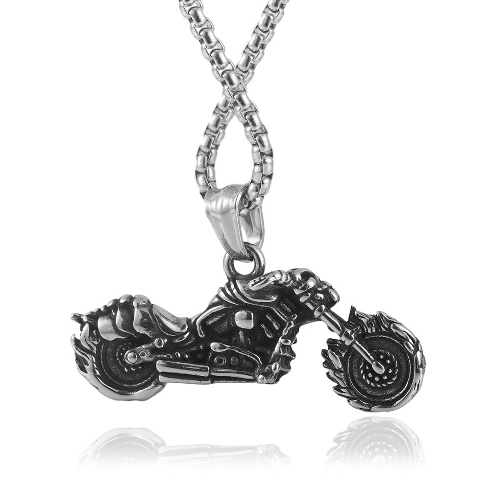 European And American Stainless Steel Flame Motorcycle Pendant