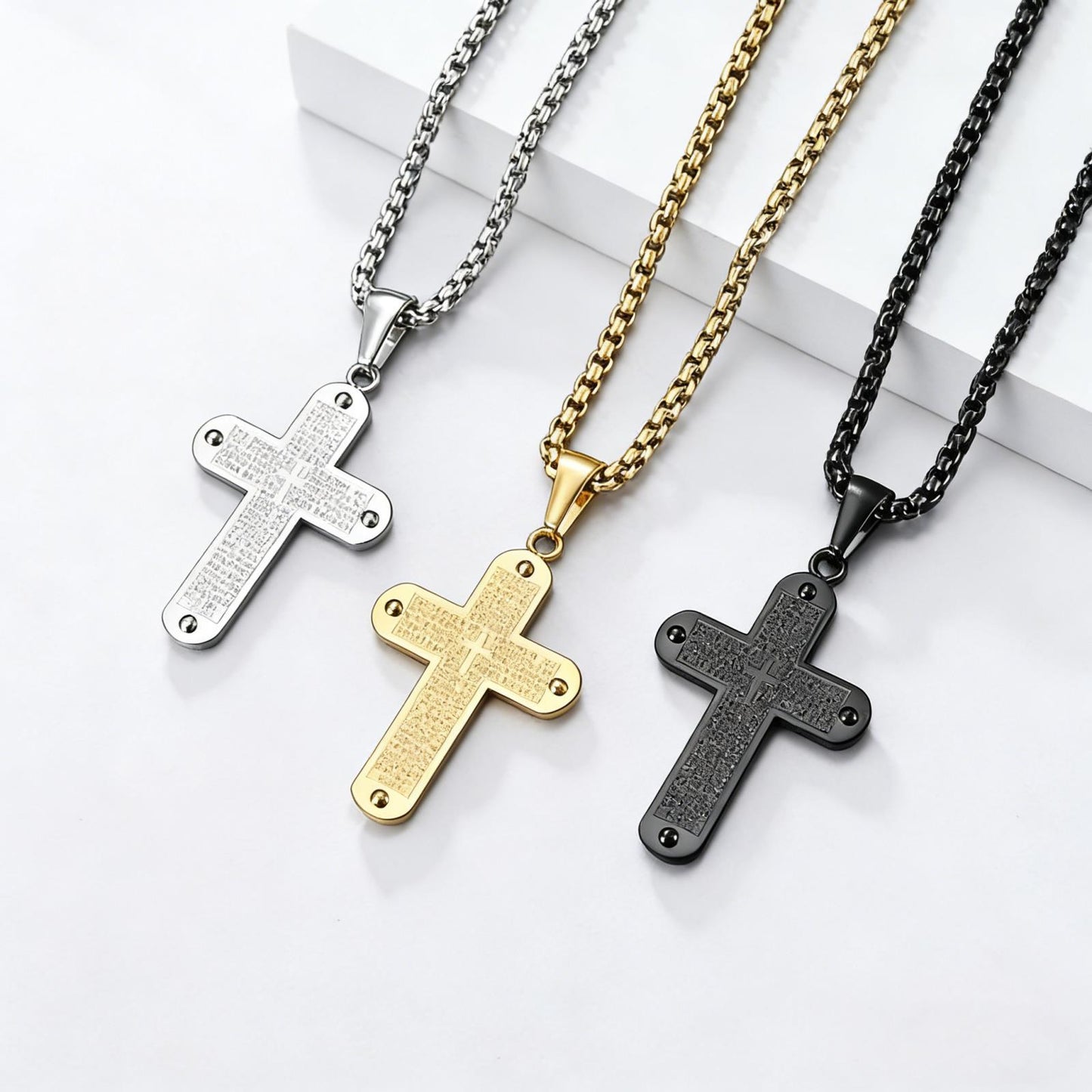 Planderful Titanium Cross Necklace Gold Plated Pendant For Everyday Wear Unisex Timeless Christian Gift