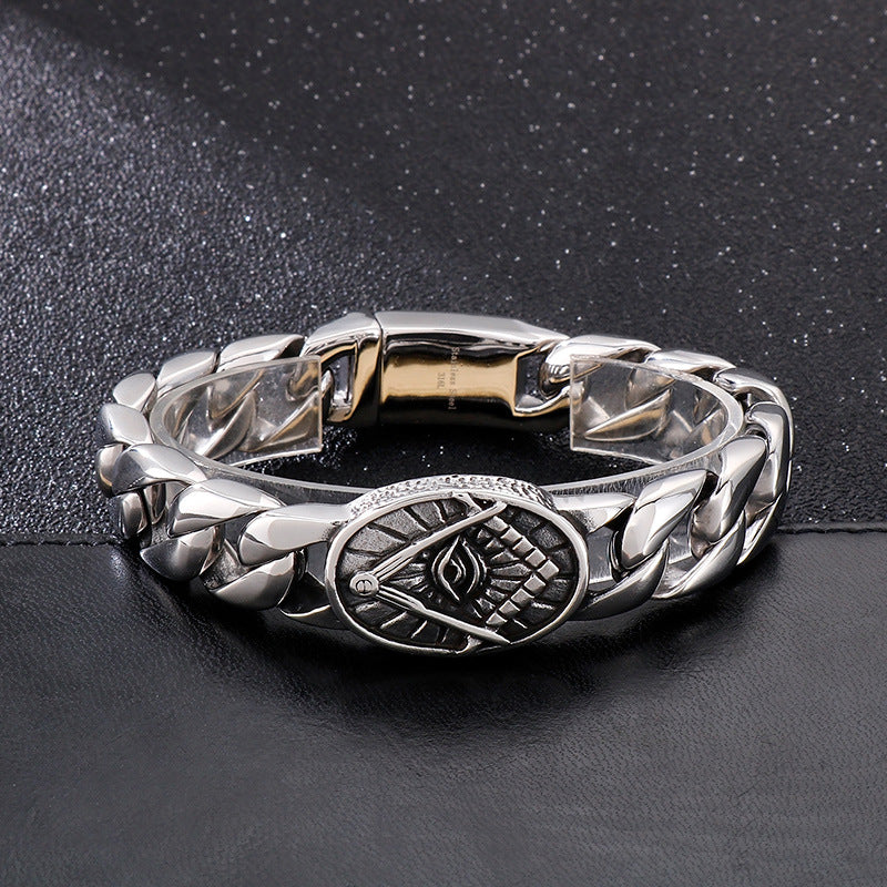 Clothing – Punk Wind Round Brand Freemasonry Titanium Steel Men's Bracelet