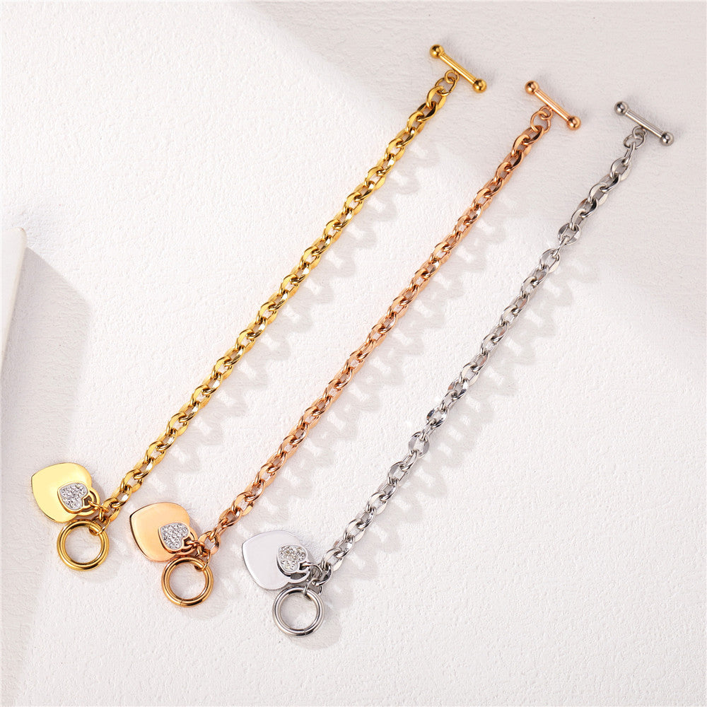 Peach Heart Titanium Steel Bracelet For Women By Planderful Everyday Genie Collection Statement Accessory