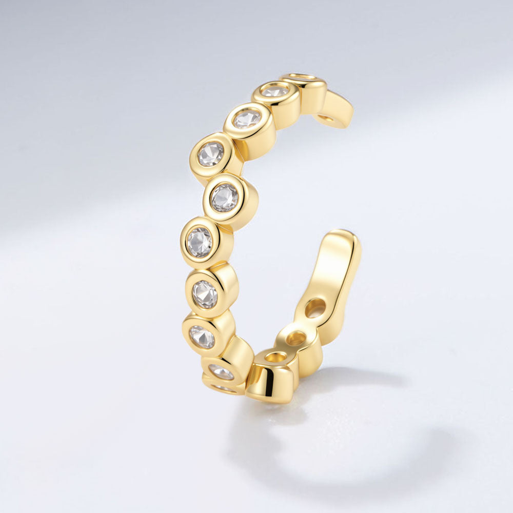 S925 Sterling Silver Ear Buckle Geometric Zircon Without Earrings Silver