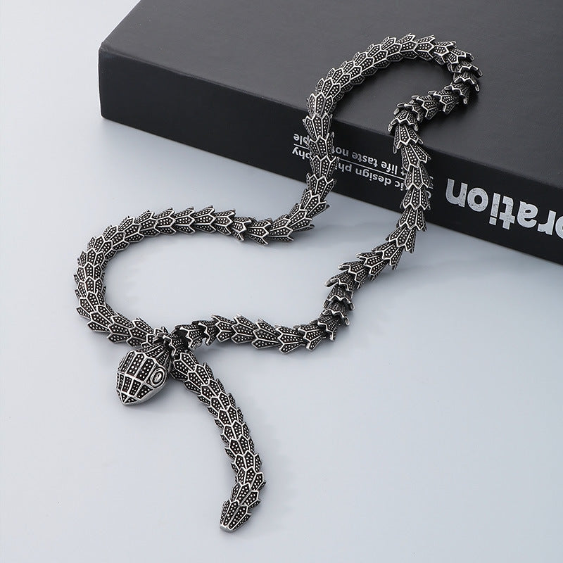 Planderful Men Snake Necklace Titanium Steel Punk Style