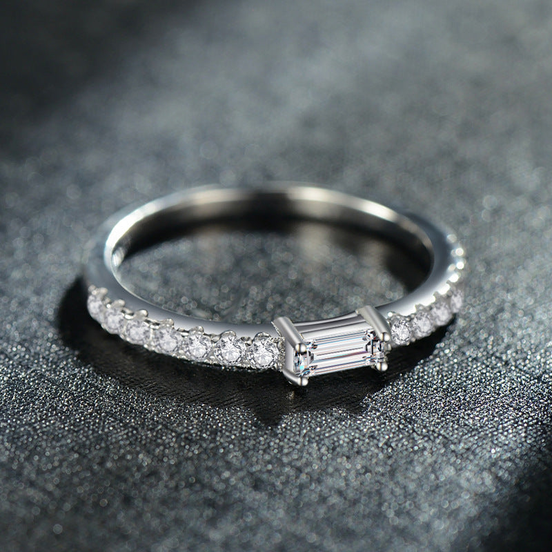 Shimmering Sterling Silver Zircon Ring - Everyday Genie Collection
