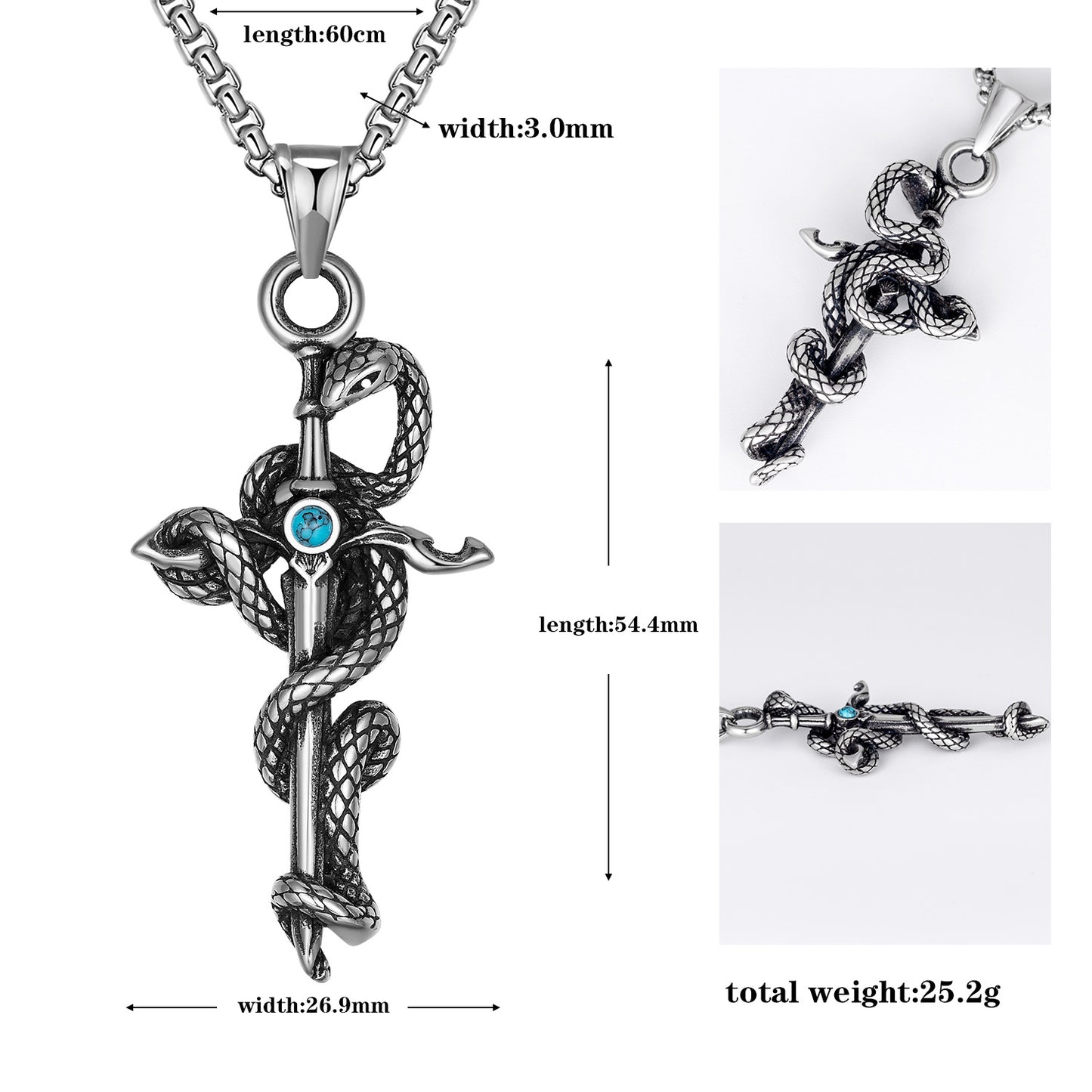 Titanium Steel Necklace – Statement Hip Hop Cross Snake