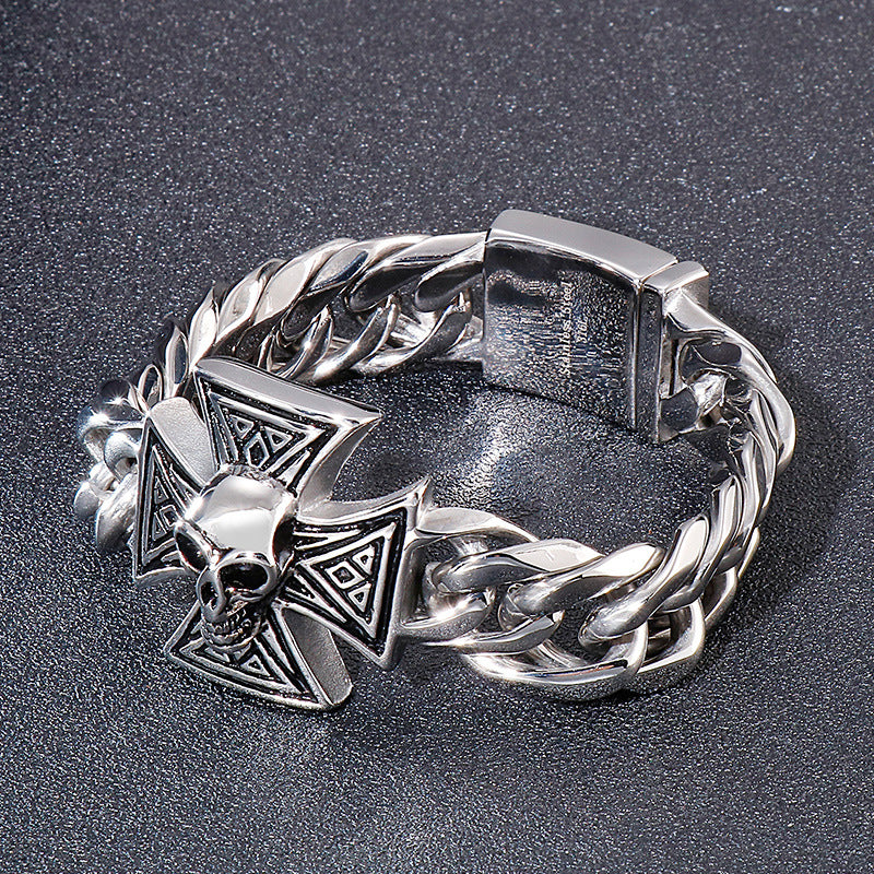Cross Skull Men's Stainless Steel Bracelet