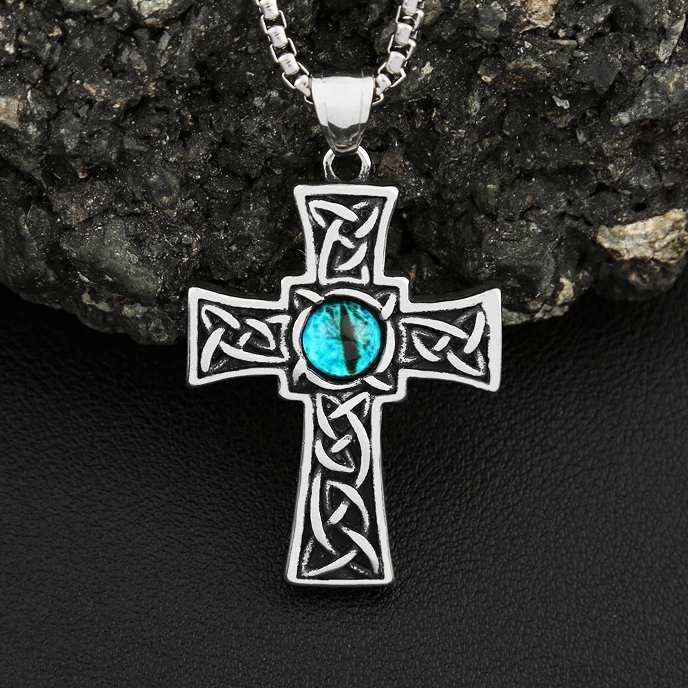 Vintage Cross Viking Stainless Steel Men's Pendant Necklace