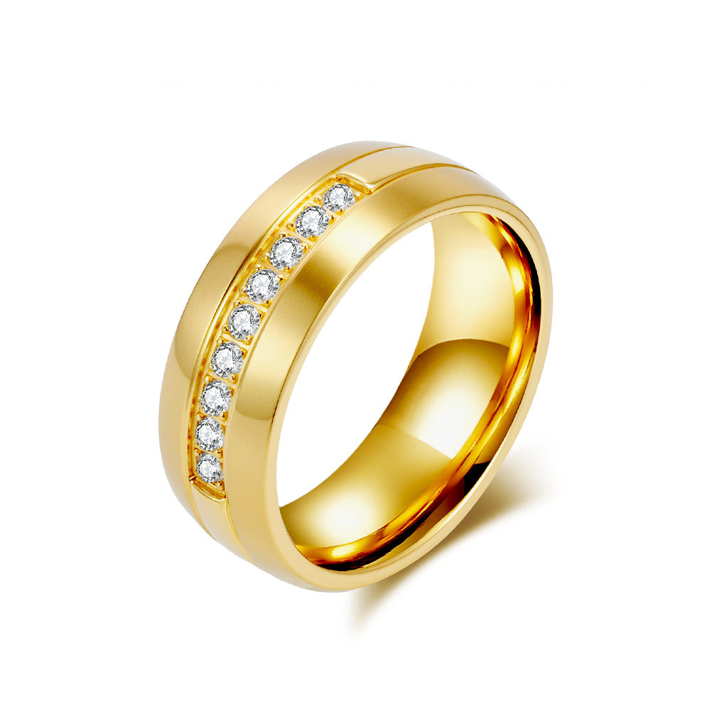 Planderful Titanium Steel Zircon Ring For Couples Matte Finish High End Fashion Jewelry
