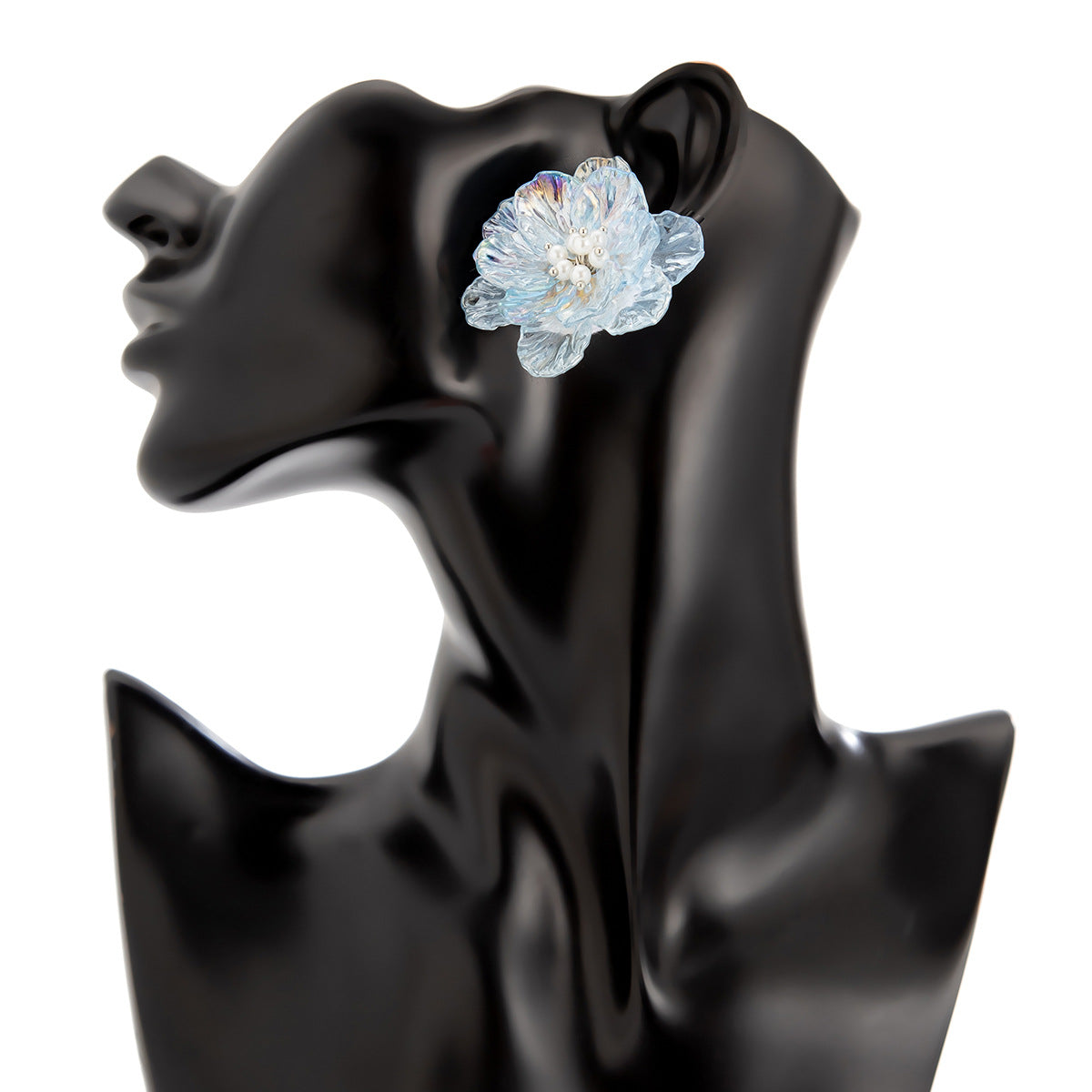 Planderful Vienna Verve 3D Flower Stud Earrings For Women Translucent Color Fantasy Statement Imitation Pearl