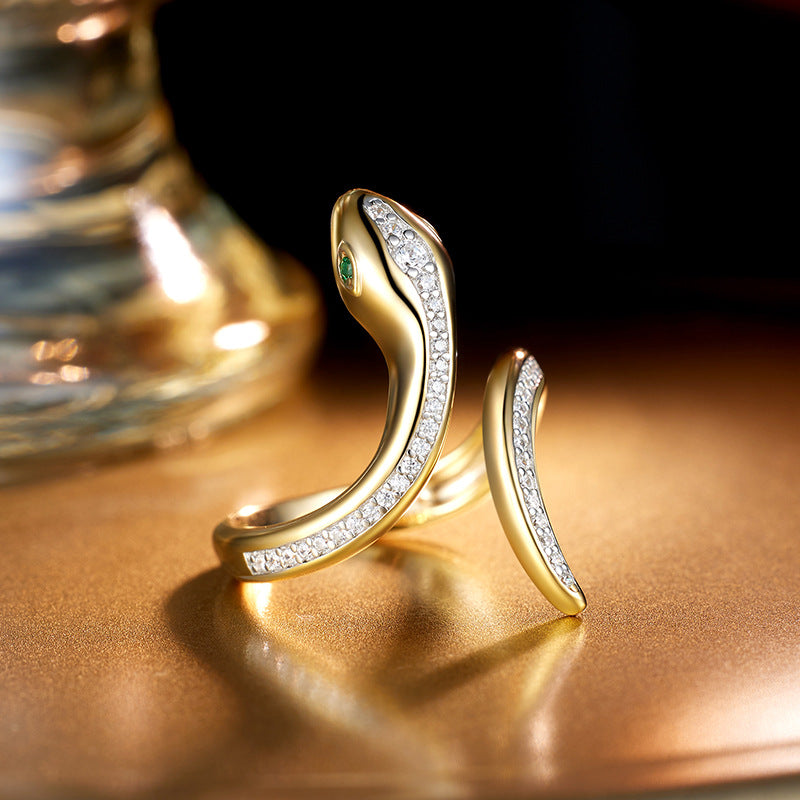Planderful Spirit Snake Ring Green Eyed Zircon Elite Women