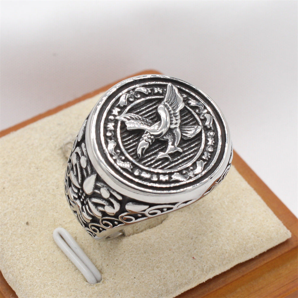 Planderful Titanium Steel Ring For Men Unisex Retro Eagle Protection Statement Everyday Genie
