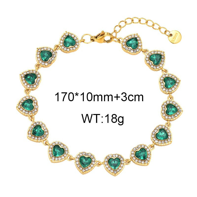 Heart Of The Ocean Romantic Gift French Love Inlaid Zircon Stainless Steel Women's Bracelet