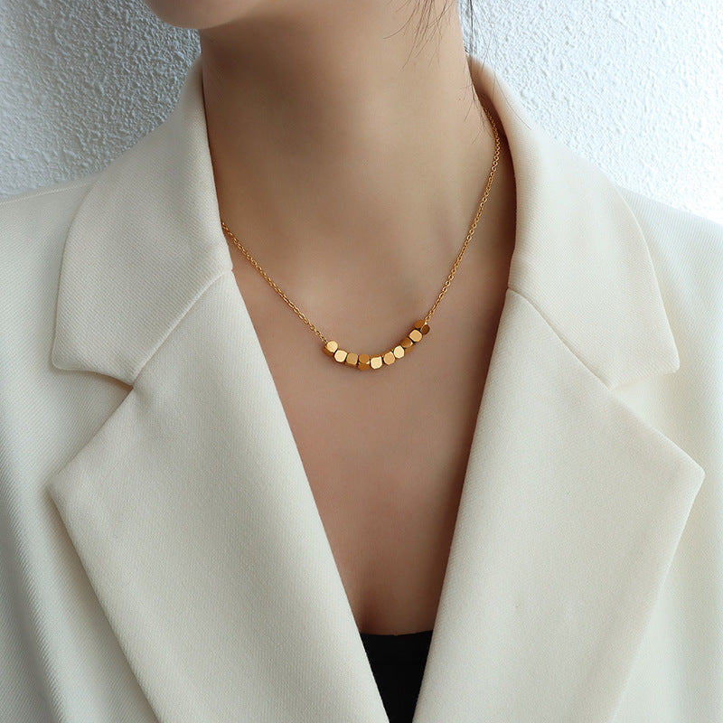 Geometric Square Titanium Necklace for Women - Wealth and Luxury Jewelry
