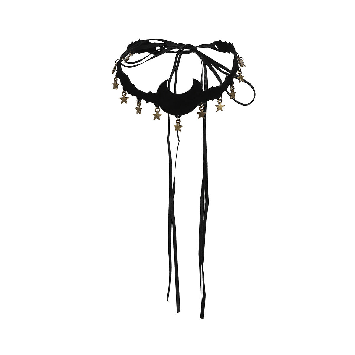 Gothic Star Tassel Crescent Pendant with Velvet Collar