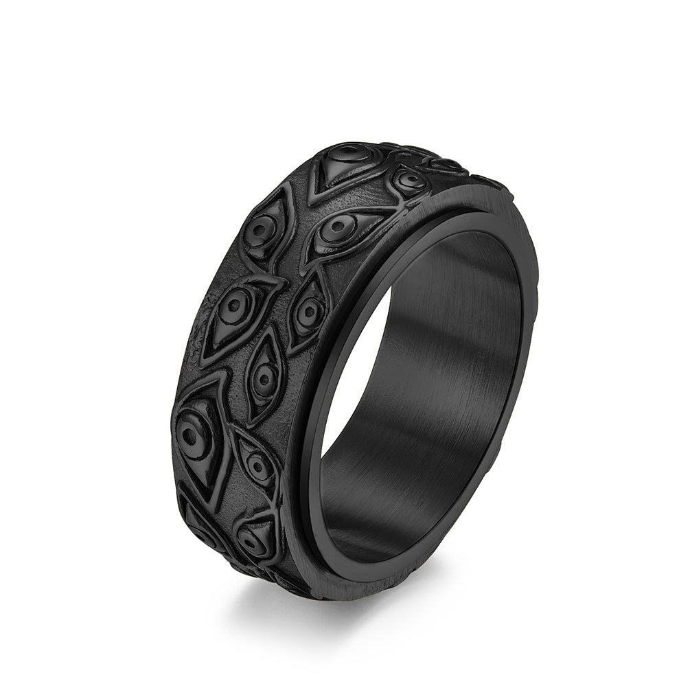 Devil's Eye Titanium Steel Ring Men's Rotating Movement