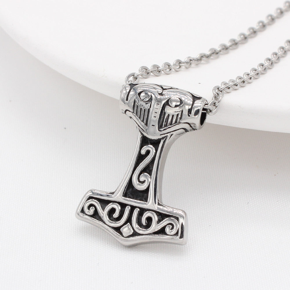 Titanium Steel Pendant Unisex Viking Retro Design For Protection Statement Planderful