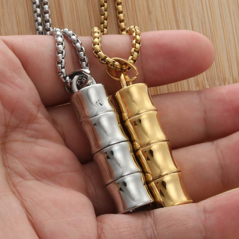 Personalized Retro Titanium Steel Bamboo Pendant Necklace for Men – Trendy Punk Style