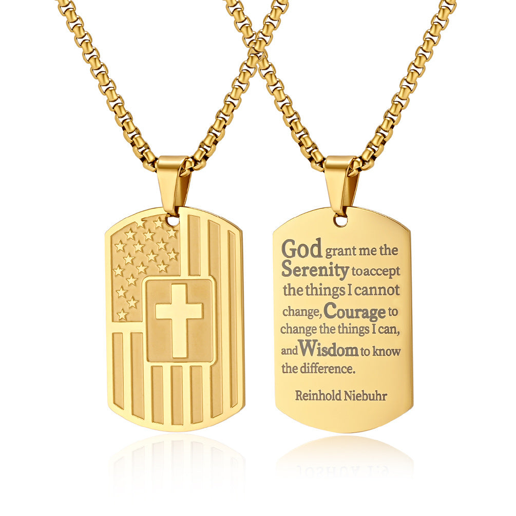 European and American Stars and Stripes Cross Necklace Gift