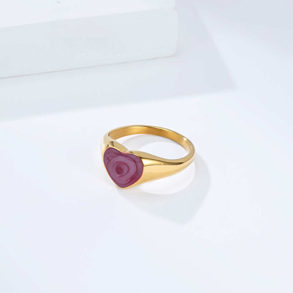 Planderful Gold Plated Love Shaped Stainless Steel Ring For Women Luxury Everyday Jewelry