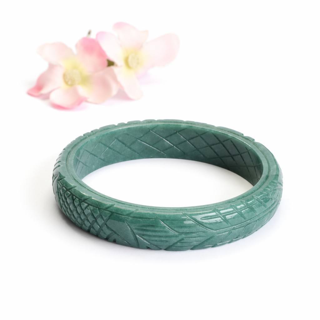 Blue Water Jadeite Dragon & Phoenix Bangle