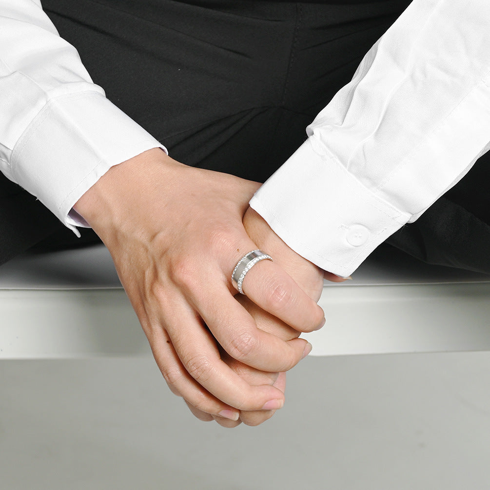 Zircon Stainless Steel Ring Unisex