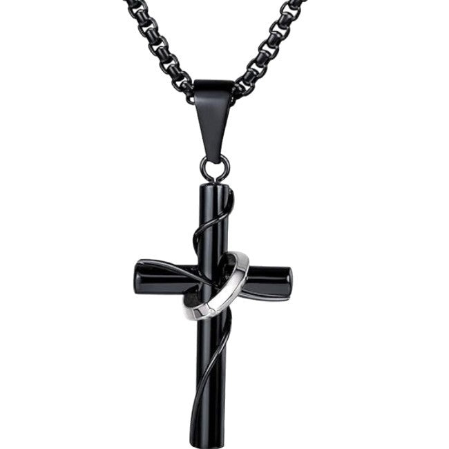 1. Planderful Stainless Steel Cross Pendant Necklace Unisex Korean Jewelry Hip Hop Style Gift