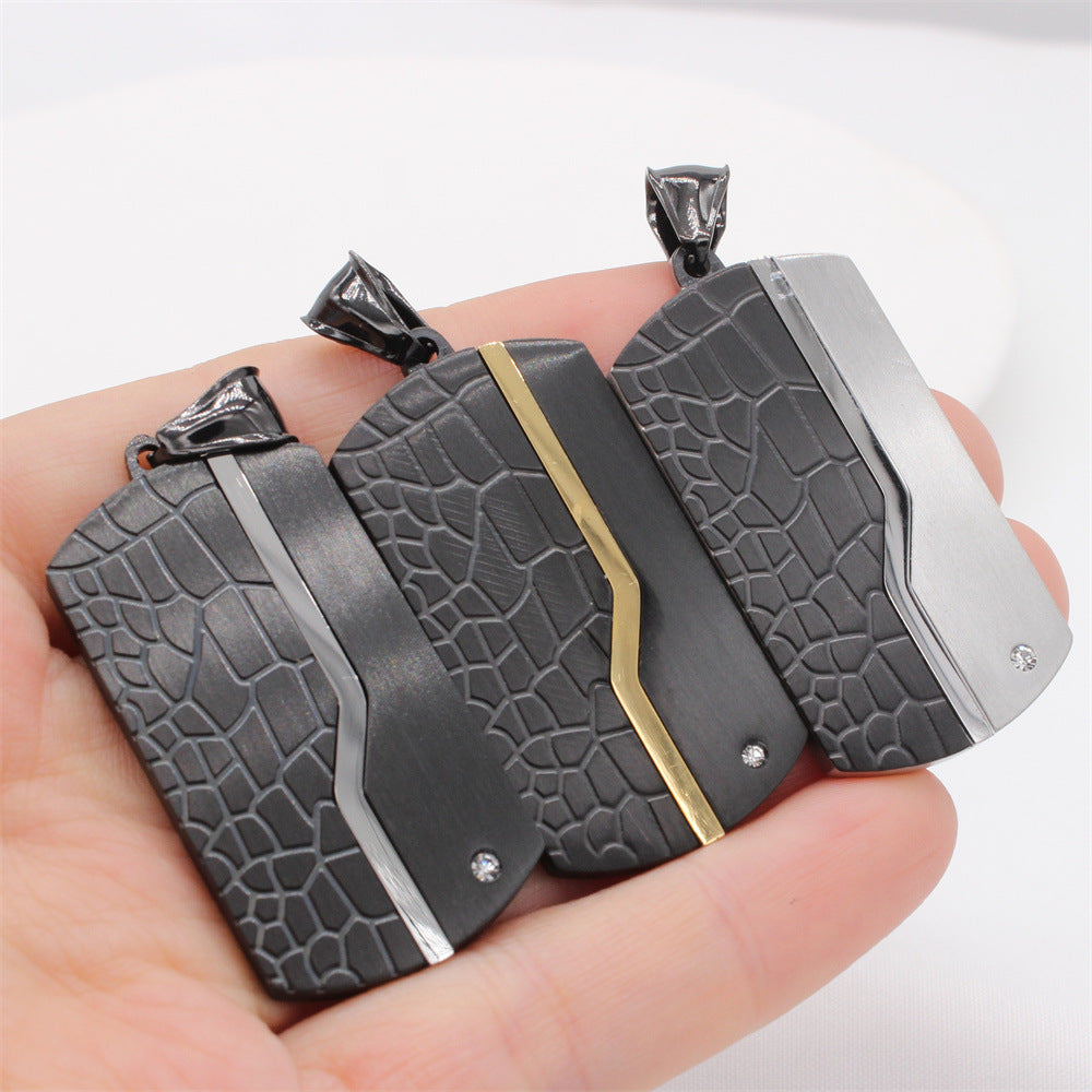 Planderful Titanium Steel Pendant for Men and Women Unisex Minimalist Military Style Statement Necklace