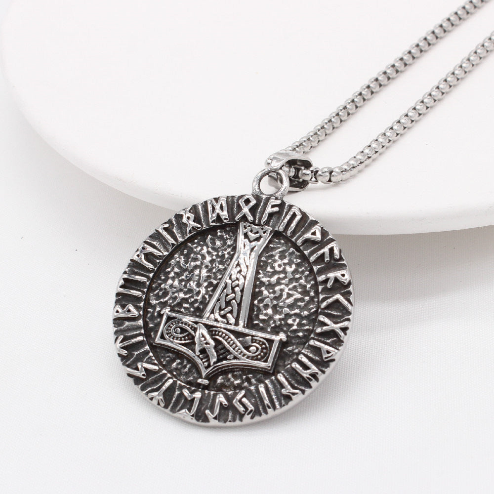 Viking Hammer Pendant Mjolnir Titanium Steel Necklace For Men Unisex Protection Statement Planderful