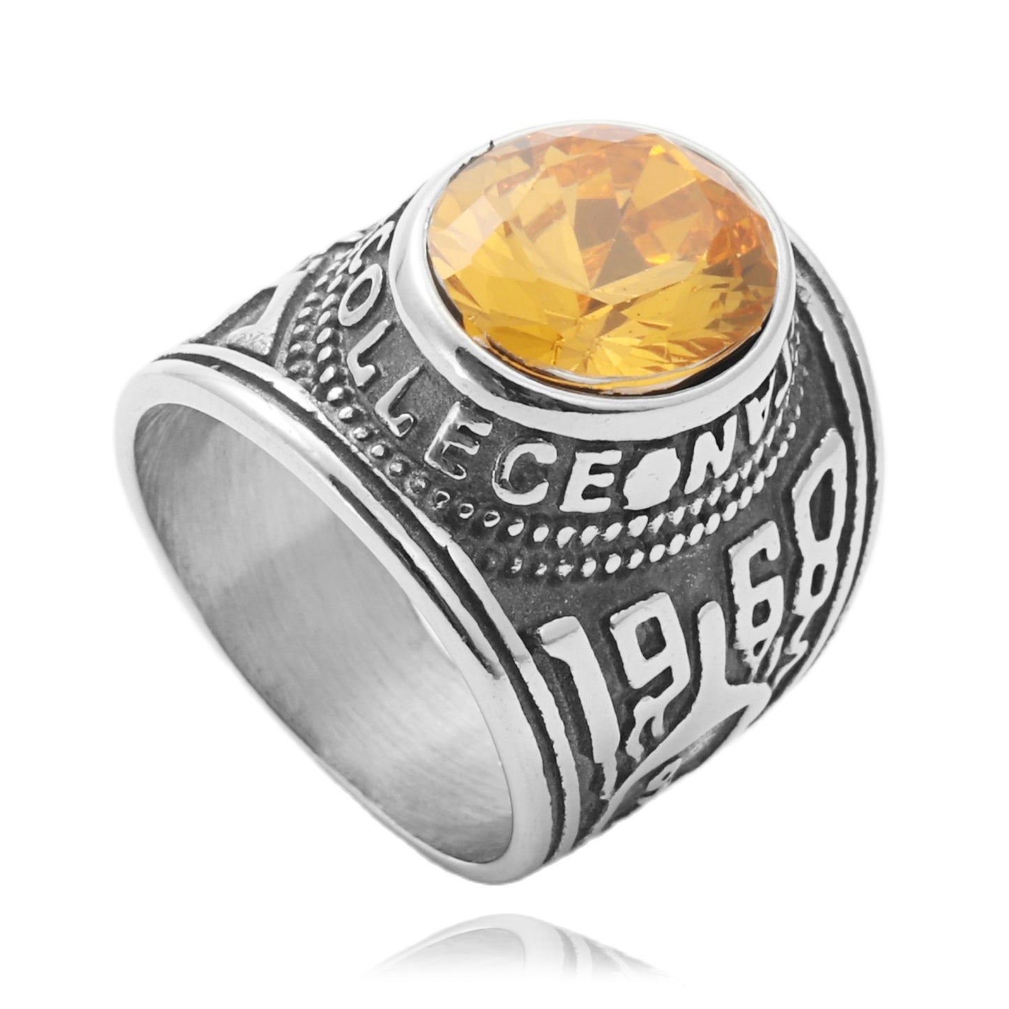 Planderful Titanium Steel MultiColor Zircon Ring For Men Unisex Retro Punk Style Eagle Design