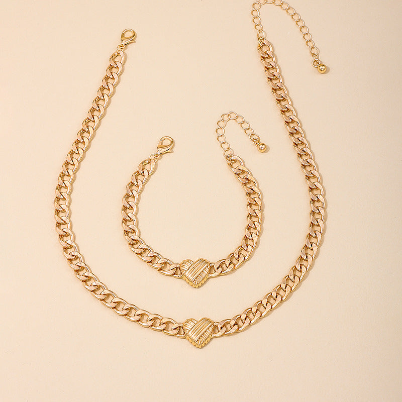 Fashionable Metal Chain Love Jewelry Set for Women - Vienna Verve Collection