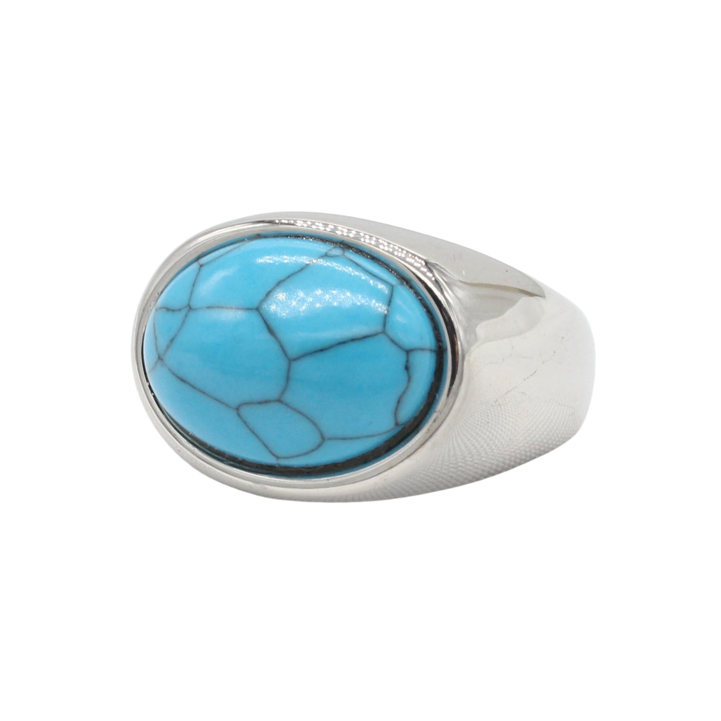 Planderful Titanium Steel Ring For Unisex Oval Stone Design Durable Everyday Wear For Men Women